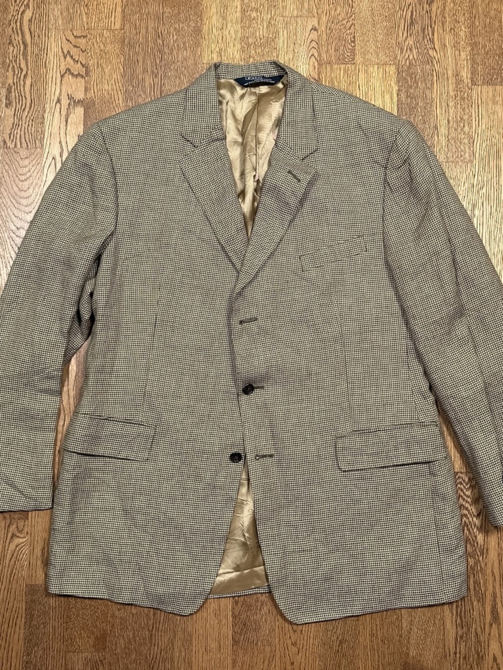 NWOT Vintage 90s Polo Ralph Lauren USA Linen 3 Btn Houndstooth Blazer Mens 43